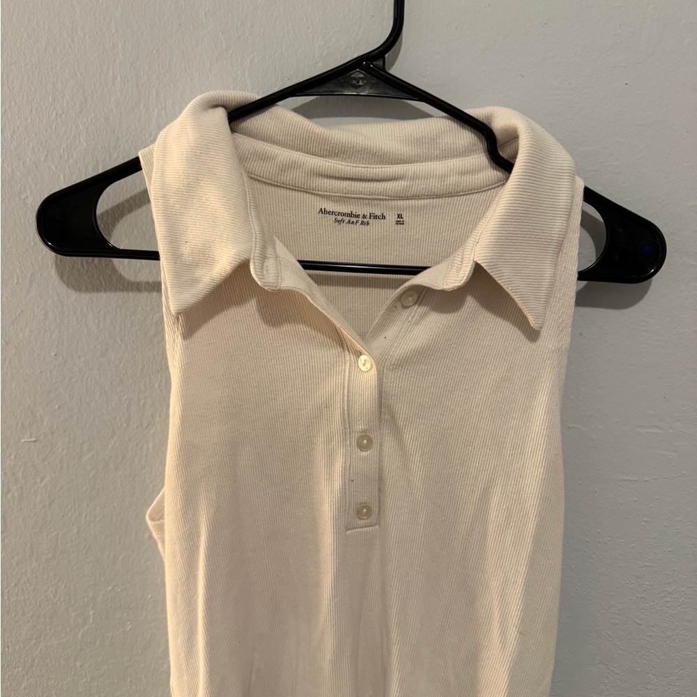 Abercrombie & Fitch Women's Beige Collared Tank Top